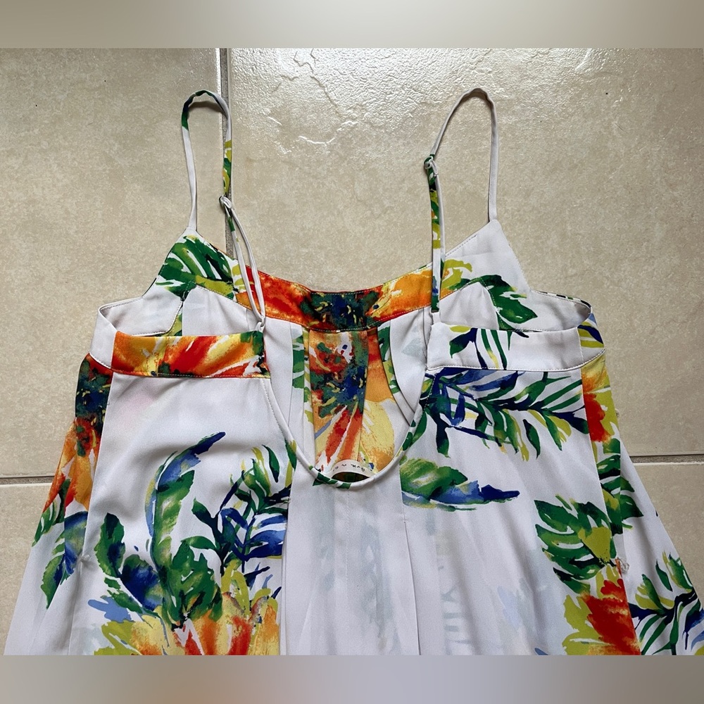 ARK & CO FULL LENGTH SPAGHETTI STRAP MULTI-FLORAL PRINT MAXI DRESS SIZE, L Beach - Picture 14 of 16
